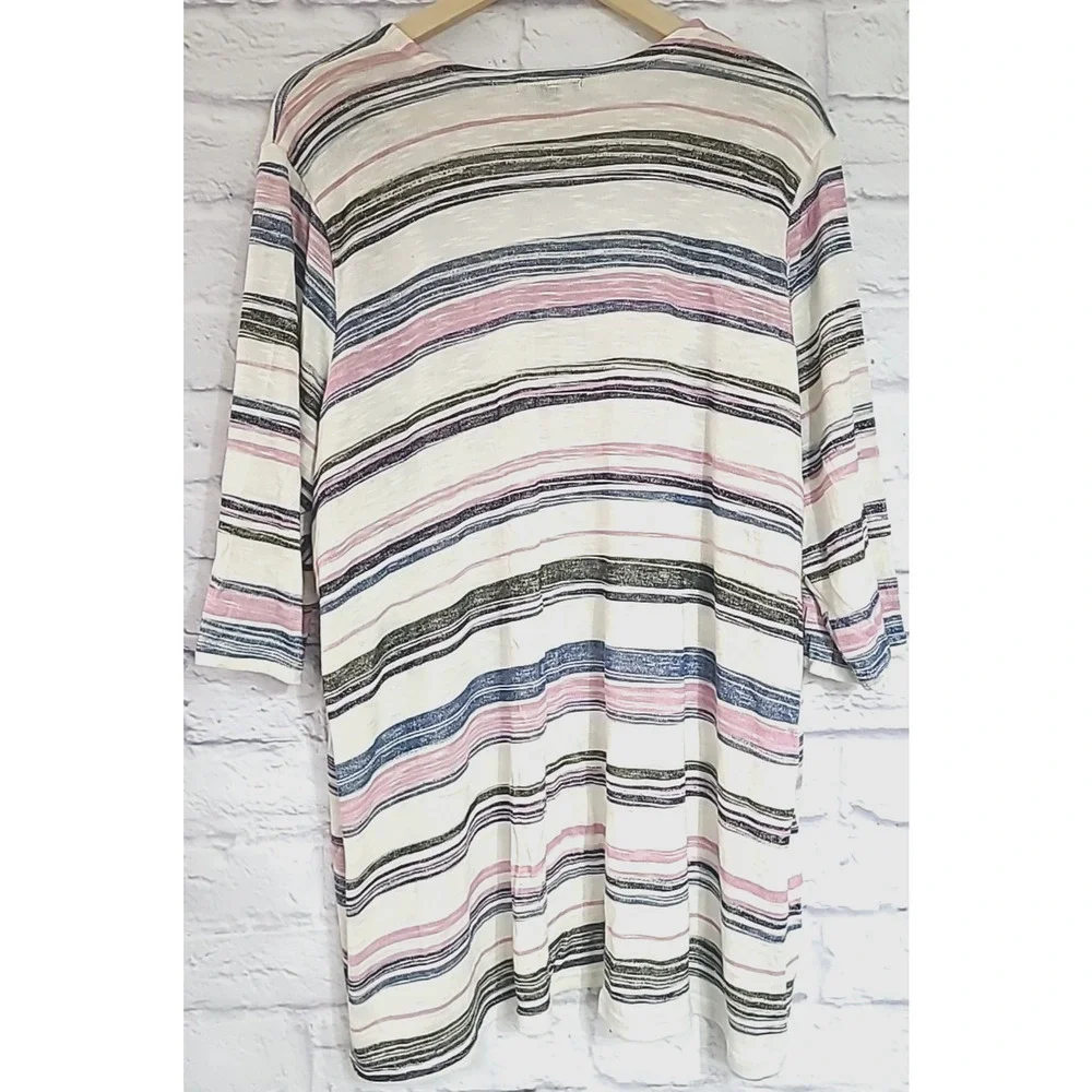 Torrid Multi Stripe Slub Knit Cardigan Women's 3X Open Front 3/4 Sleeves Stretch - Picture 3 of 7